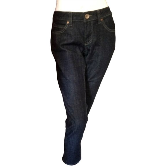 a.n.a. Curvy Fit Skinny Leg Denim Jeans Sz 6 Petite Womens Pockets Dark Rinse - Picture 5 of 9